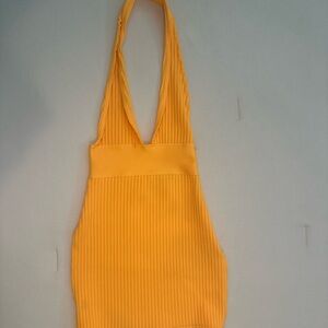 Yellow Bandage Halter Mini Dress